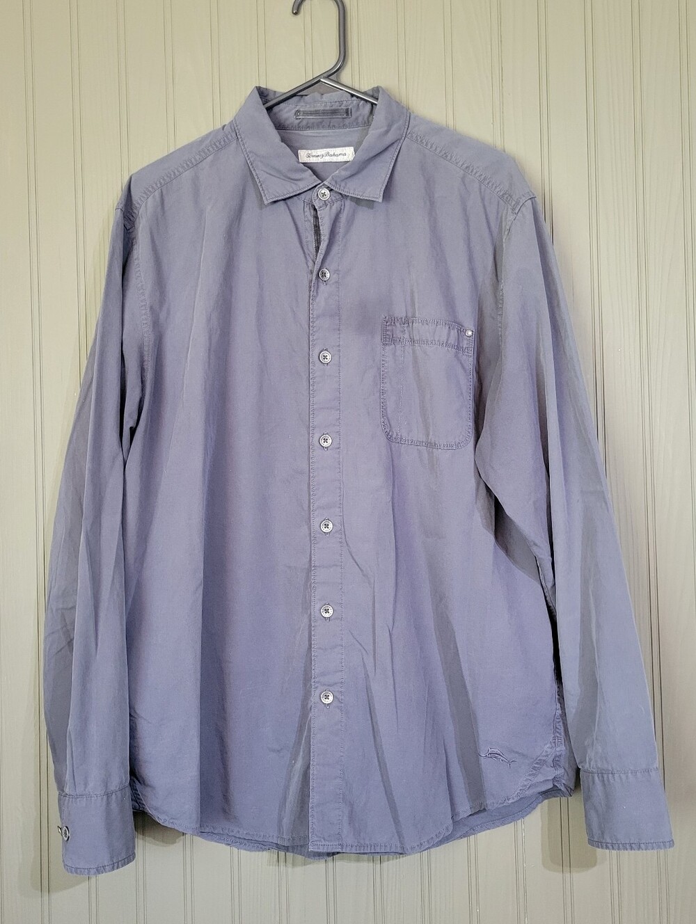 Tommy Bahama Button Down Long Sleeve Shirt Collard Cotton Blue Men's Large